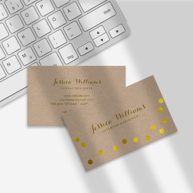 Faux Gold Foil Confetti Dots Business Card (Creator Uploaded)