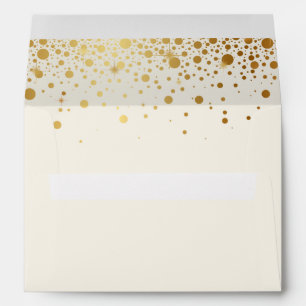 Faux Gold Foil Confetti Dots Ivory Envelope