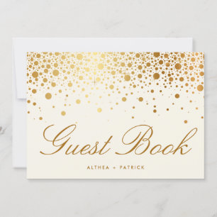 Faux Gold Foil Confetti Dots   Ivory Guest Book