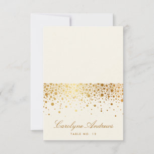 Faux Gold Foil Confetti Dots Place Card Ivory