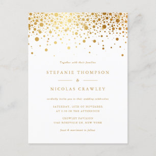 Faux Gold Foil Confetti Dots QR Code Wedding Invitation Postcard
