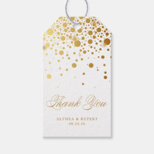 Faux Gold Foil Confetti Dots Wedding Thank You Gift Tags
