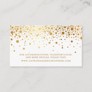 Faux Gold Foil Confetti Dots Wedding Website Card