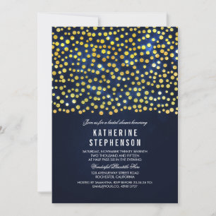 Faux Gold Foil Confetti Elegant Bridal Shower Invitation