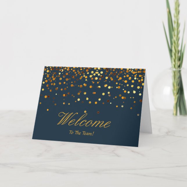 Faux Gold Foil Confetti Elegant Sparkles Welcome C Card (Front)