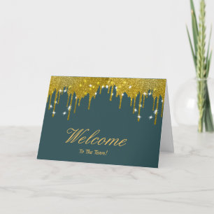 Faux Gold Foil Confetti Elegant Sparkles Welcome Card