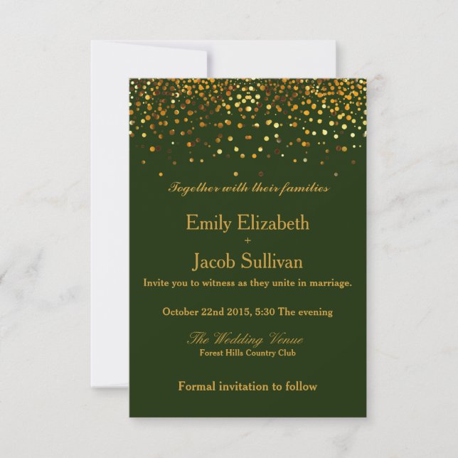 Faux Gold Foil Confetti Elegant Wedding Save The Date (Front)