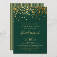 Faux Gold Foil Confetti Green Bat Mitzvah