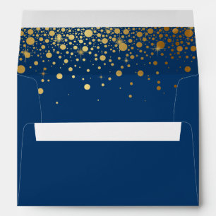 Faux Gold Foil Confetti Navy Envelope