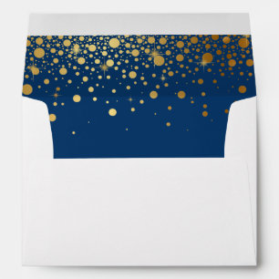Faux Gold Foil Confetti Navy II Envelope