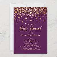 Faux Gold Foil Confetti Purple Baby Brunch