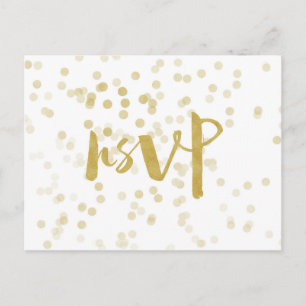 Faux Gold Foil Confetti RSVP Invitation Postcard
