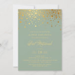 Faux Gold Foil Confetti Sage Green Bat Mitzvah Invitation<br><div class="desc">Invite family and friends to your daughter's Bat Mitzvah with this elegant gold and terracotta invitation. It features faux gold confetti dots and an elegant script. Personalise by adding name,  date,  time,  venue and other event details. Matching items are available.</div>