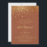 Faux Gold Foil Confetti Terracotta Bat Mitzvah Invitation<br><div class="desc">Invite family and friends to your daughter's Bat Mitzvah with this elegant gold and terracotta invitation. It features faux gold confetti dots and an elegant script. Personalise by adding name,  date,  time,  venue and other event details. Matching items are available.</div>
