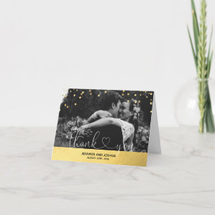 Faux Gold Foil Confetti Thank You Wedding PHOTOS Card