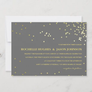 Faux Gold Foil Confetti Wedding Announcement