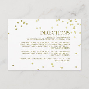 Faux Gold Foil Confetti Wedding Directions Insert