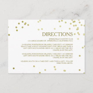 Faux Gold Foil Confetti Wedding Directions Insert