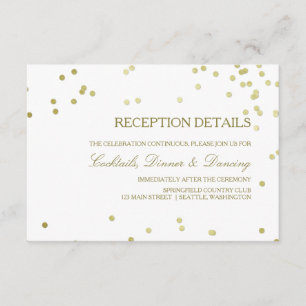 Faux Gold Foil Confetti Wedding Reception Details Enclosure Card