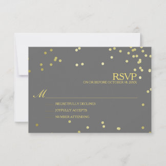 Faux Gold Foil Confetti Wedding RSVP