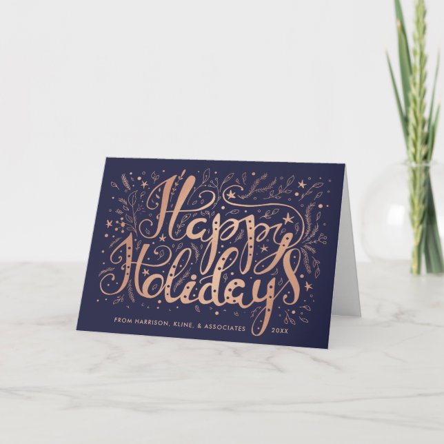 Faux Gold Foil Custom Colour Holiday Greeting Card (Front)