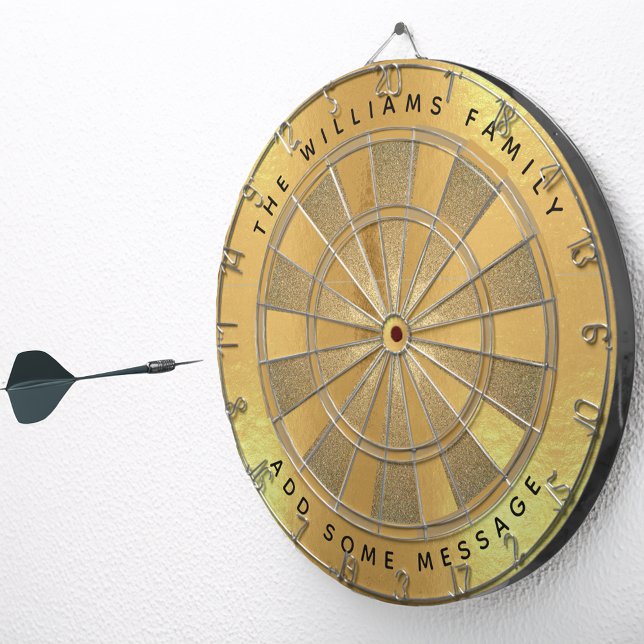 Faux Gold Foil Custom Name and Message Luxury Dartboard (Creator Uploaded)