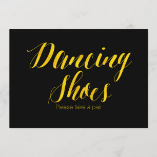 Faux Gold Foil "Dancing Shoes" Chic Wedding Sign Invitation