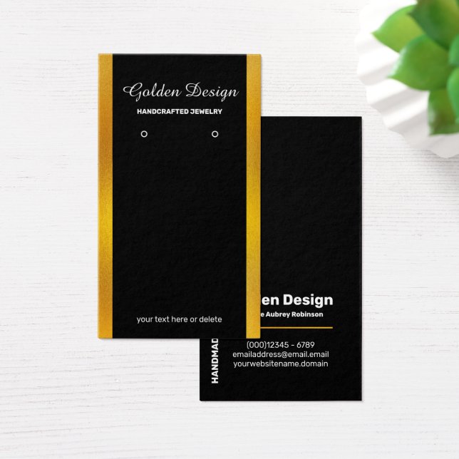 Faux Gold Foil Display Card - Black With Gold  (Desk)