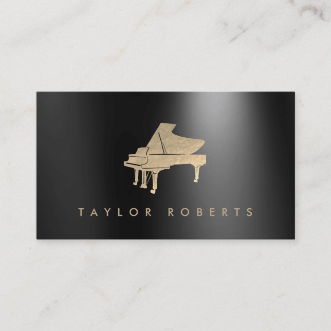 faux gold foil effect piano business card (Front)