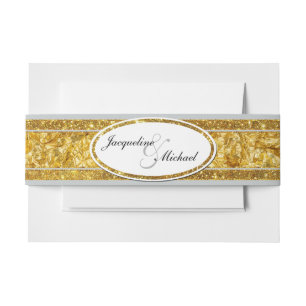 Faux Gold Foil Elegant Formal Classy Wedding Band Invitation Belly Band