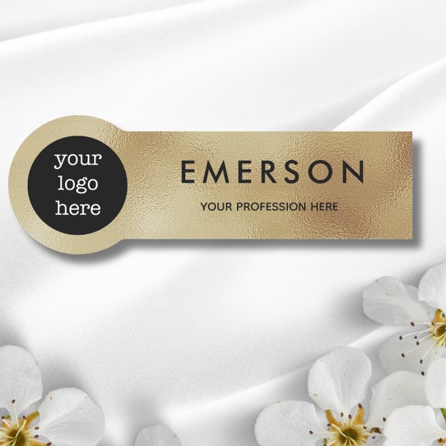 Faux Gold Foil Employee Name Logo Badge (Creator Uploaded)