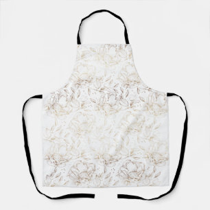 Faux Gold Foil Floral Hand Drawn Elegant Apron