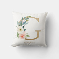 Faux Gold Foil Floral Letter G Monogram