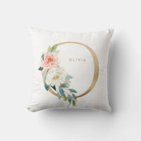 Faux Gold Foil Floral Letter O Monogram Nursery
