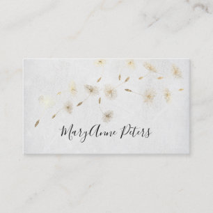 •faux gold foil flying dandelions business card