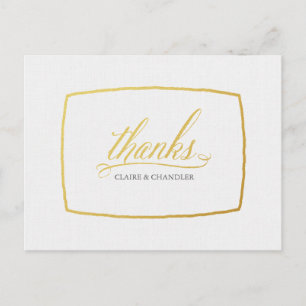 Faux Gold Foil Frame Thank You Postcard