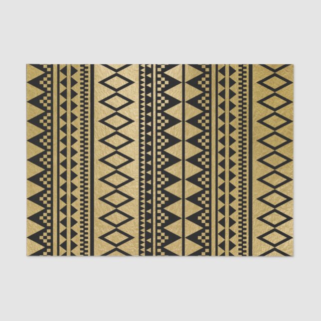 Faux Gold Foil Geometric Aztec Pattern Tissue Paper (Front)