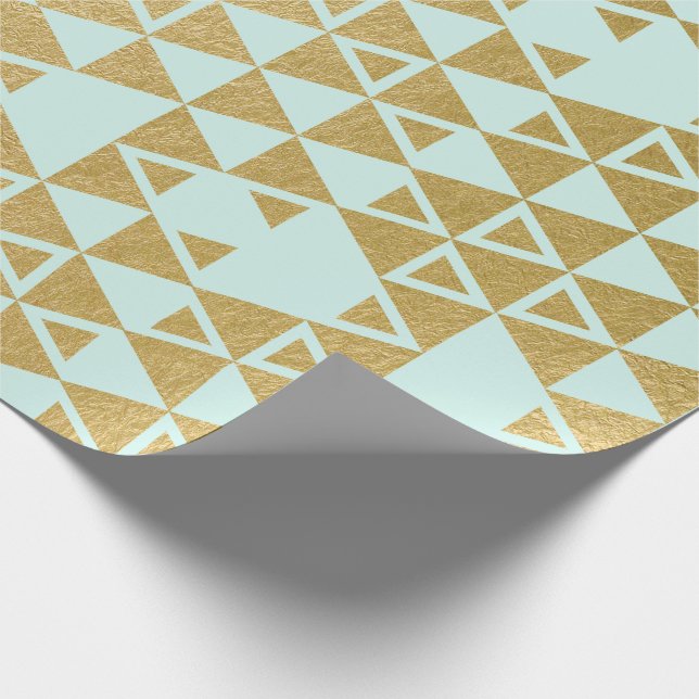 Faux Gold Foil Geometric Triangle Pattern Wrapping Paper (Corner)