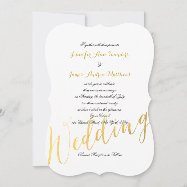 Faux Gold Foil Glamour | Wedding Invitations (Front)