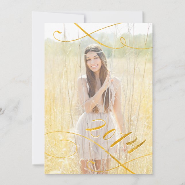 Faux Gold Foil Graduation Invitations | 2014 (Front)