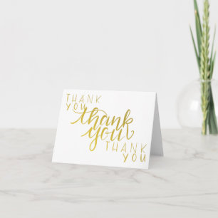 Faux Gold Foil Hand Lettered Thank You Card