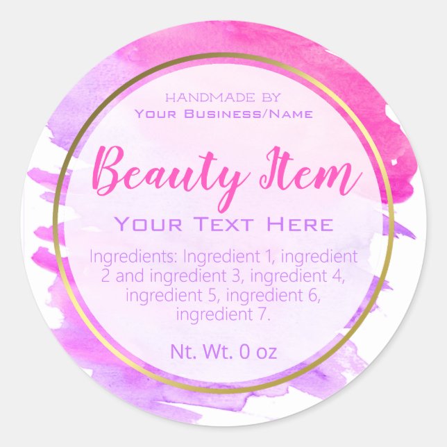 Faux Gold Foil Handmade Skin Care Product Business Classic Round Sticker (Front)