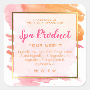 Faux Gold Foil Handmade Spa Product Small Business Square Sticker