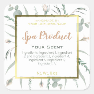 Faux Gold Foil Handmade Spa Product Small Business Square Sticker