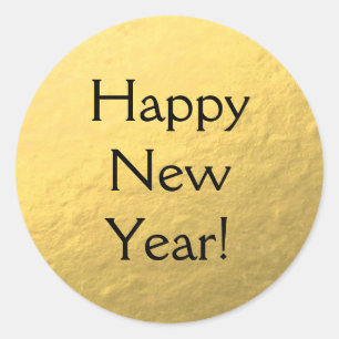 Faux Gold Foil Happy New Year Glossy Sticker