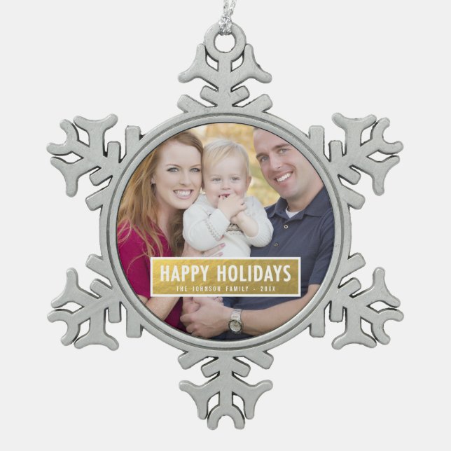 FAUX GOLD FOIL HOLIDAY PHOTO ORNAMENT (Front)