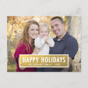FAUX GOLD FOIL HOLIDAY PHOTO POSTCARD
