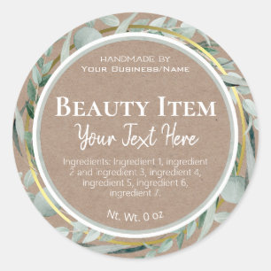 Faux Gold Foil Kraft Handmade Skin Care Business Classic Round Sticker