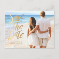 Faux Gold Foil Lettering Photo Save the Date
