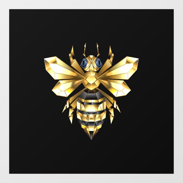 Faux Gold Foil Logo Bee Polygonal on Black (Sheet)